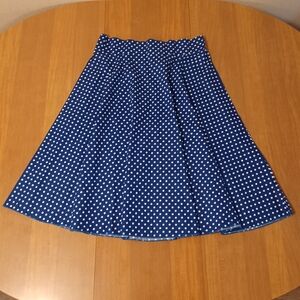 Vintage Sara USA Blue Polka Dot A-line Flare Skirt Women XL Elastic Waistband